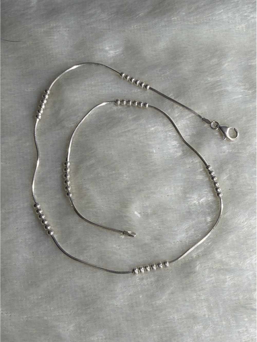 RARE Silpada HTF 925 Silver COBRA Beaded Station Box Chain Necklace 16” N0586 - Picture 4 of 8
